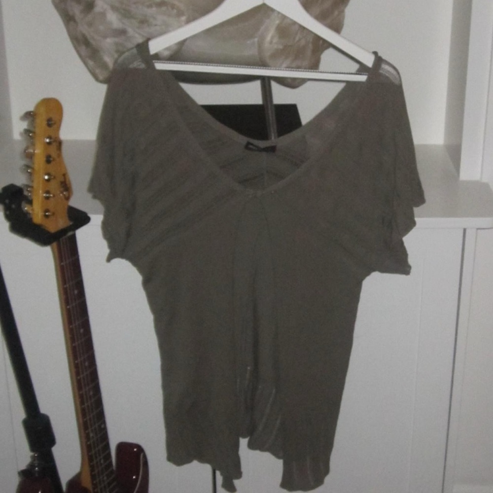 earthy Italian vintage linen blend earthy tones taupe open front cardigan